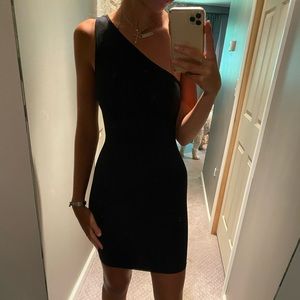 One shoulder black dress
